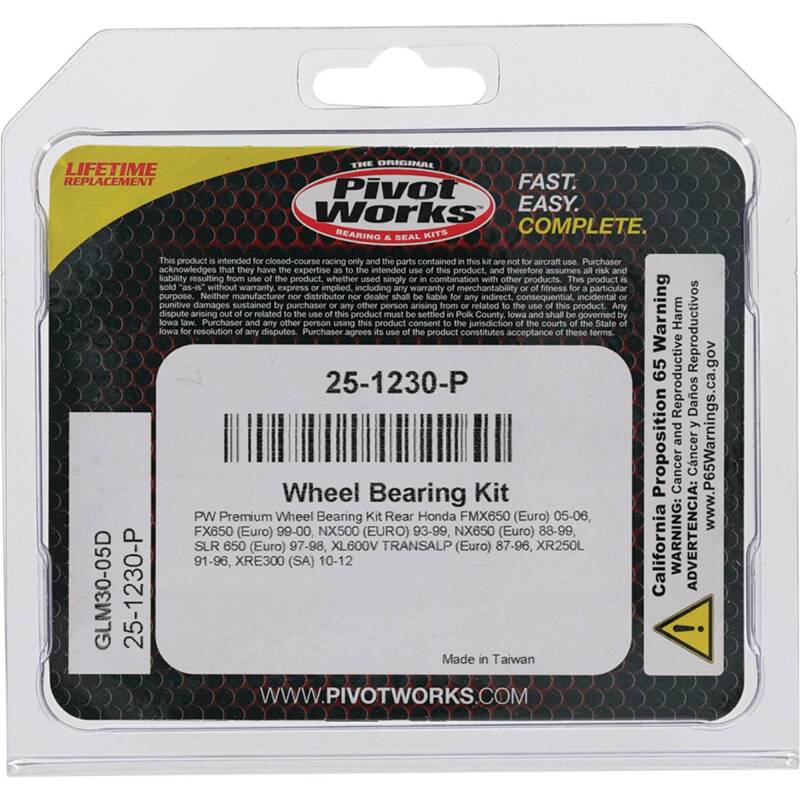 Pivot Works Honda Wheel Bearing Kit Premium Bearings Control Arms Pivot Works