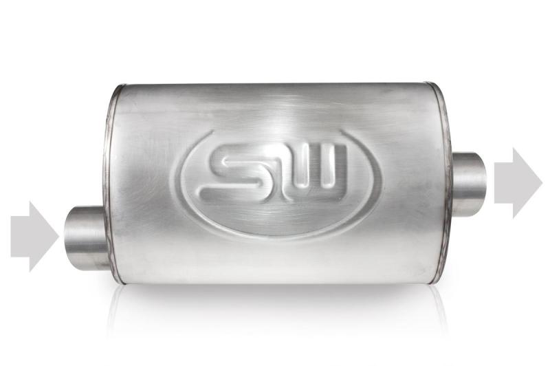 Stainless Works 2.5in ID OFFSET INLET/ 2.5in OD CENTER OUTLET 5inX9in Muffler Stainless Works