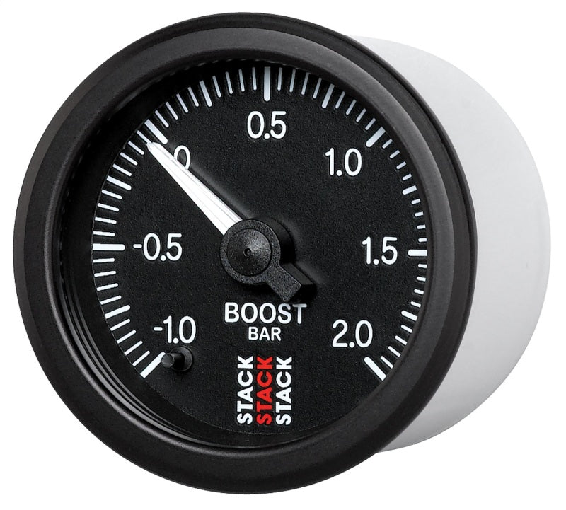 Autometer Stack 52mm -1 to +2 Bar (Incl T-Fitting) Pro Stepper Motor Boost Pressure Gauge - Black Gauges AutoMeter