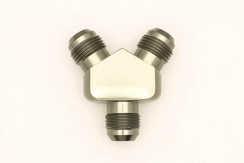 DeatschWerks 10AN Male Flare + 10AN Male Flare To 10AN Male Flare Y-Block Fitting Distribution Blocks DeatschWerks