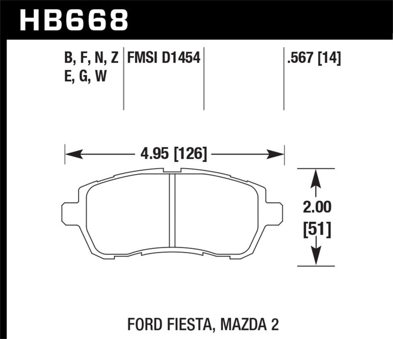 Hawk 11-12 Ford Fiesta S/SE/SEL / 11-12 Mazda 2 Sport/Touring DTC-60 Front Race Brake Pads Brake Pads - Racing Hawk Performance