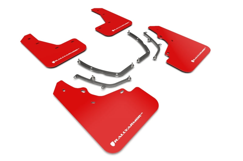 Rally Armor 19-25 Mazda3 Hatchback Red UR Mud Flap w/White Logo Mud Flaps Rally Armor