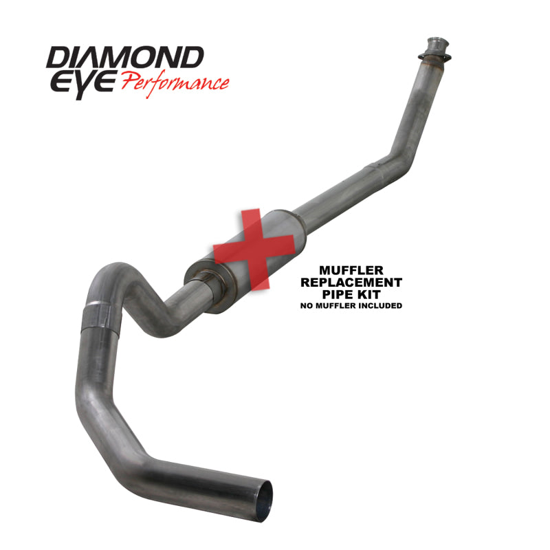 Diamond Eye KIT 4in TB MFLR RPLCMENT PIPE SGL SS: 98.5-02 DODGE CUMMINS 5.9L Turbo Back Diamond Eye Performance
