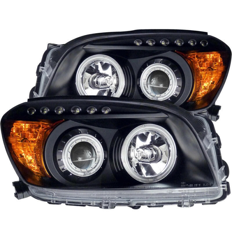 ANZO 2006-2008 Toyota Rav4 Projector Headlights w/ Halo Black Headlights ANZO