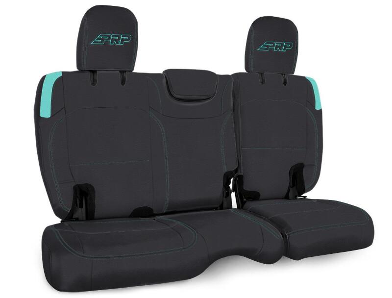 PRP Jeep Wrangler JL Rear Bench CoversU - 4 door with no armrest - Black/Teal Seat Covers PRP Seats