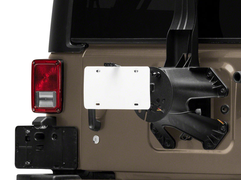 Raxiom 07-18 Jeep Wrangler JK Axial Series License Plate Bracket w/ LED Brake Light Brake Lights Raxiom
