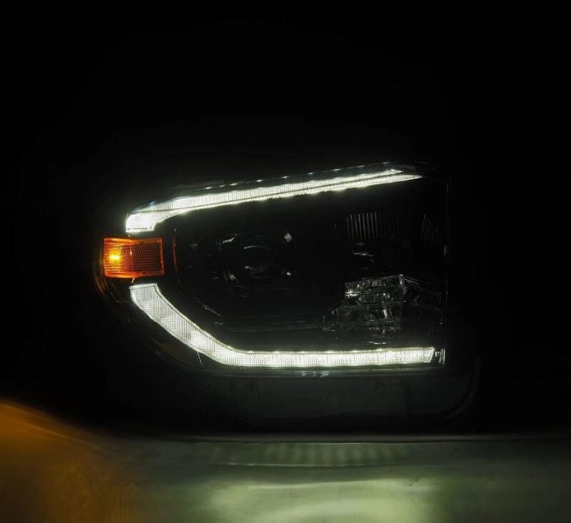 AlphaRex 14-21 Toyota Tundra PRO-Series Projector Headlights Black w/Seq. Sig. + DRL Headlights AlphaRex