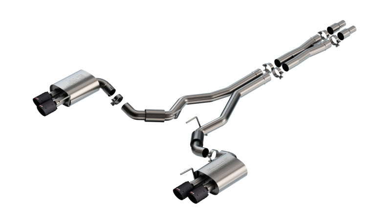Borla 2024 Ford Mustang GT 5.0L V8 3 in S-Type Catback Non-Active Exhaust- Carbon Fiber Quad Tip Catback Borla