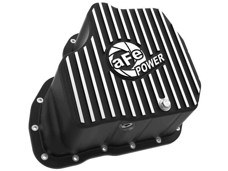 aFe POWER GM Diesel Trucks 01-10 V8-6.6L (td) Pro Series Engine Oil Pan Black w/ Machined Fins Diff Covers aFe