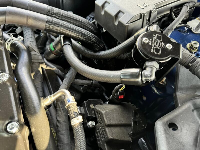 J&L 24-25 Ford Mustang GT w/ Whipple Supercharger Oil Separator 3.0 PCV Side - Black Anodized Oil Separators J&L