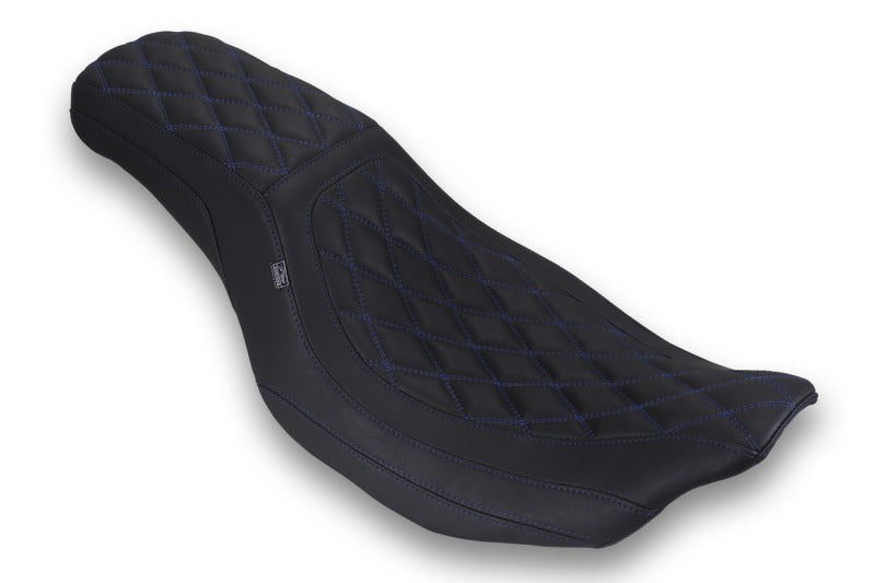 Mustang 23-25 HD Dble Diamond Low Squareback CVO Road Glide (ST), Rd Glide and Str Glide Black/SB Passenger Motorcycle Seats Mustang Motorcycle