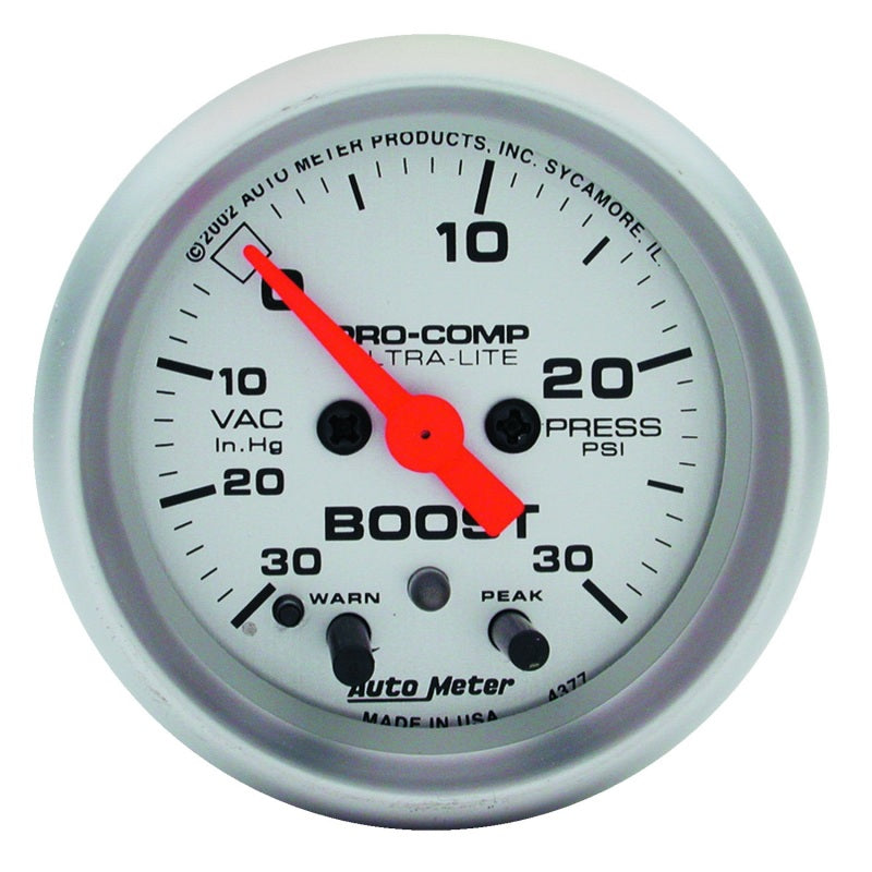 Autometer Ultra-Lite 52mm 15 PSI Electronic Boost Gauge w/ Peak & Warn Gauges AutoMeter