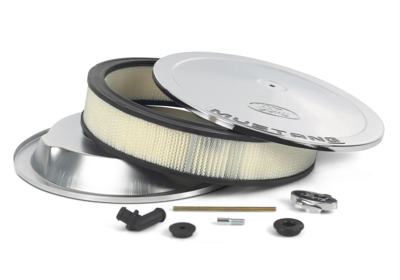 Ford Racing Air Cleaner Kit - Chrome w/Mustang Emblem Air Filters - Universal Fit Ford Racing