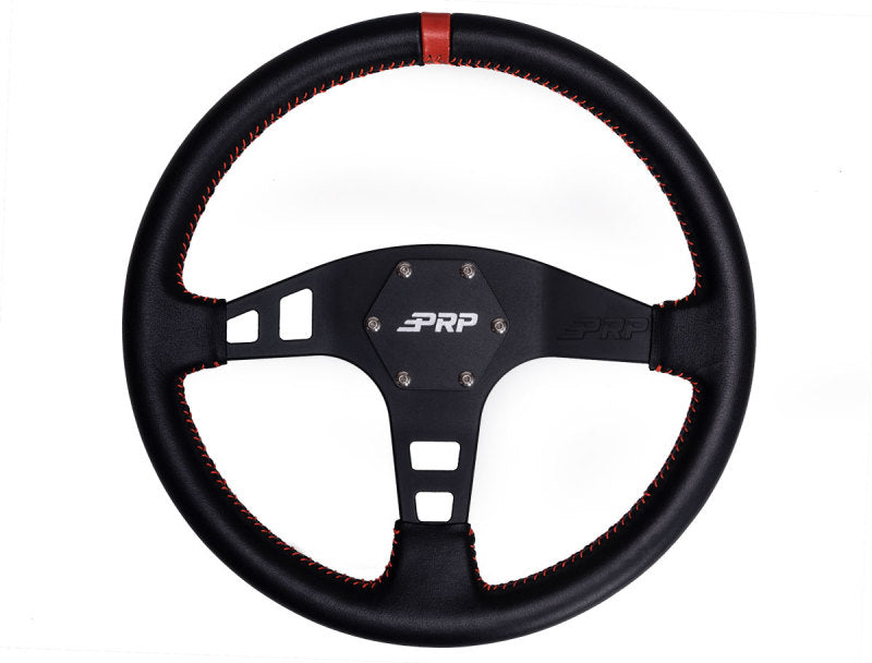 PRP Flat Leather Steering Wheel- Red Steering Wheels PRP Seats