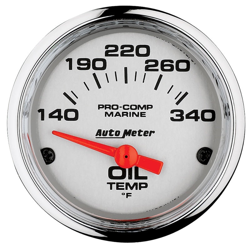 Autometer Marine Chrome Ultra-Lite 2-1/16in Electric Oil Temperature Gauge 140-300 Deg F Gauges AutoMeter