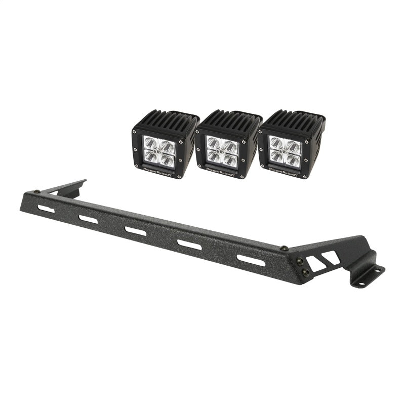 Rugged Ridge 07-18 Jeep Wrangler JK Black 3 Sqaure LED Hood Mounted Light Bar Kit Light Strip LED Rugged Ridge