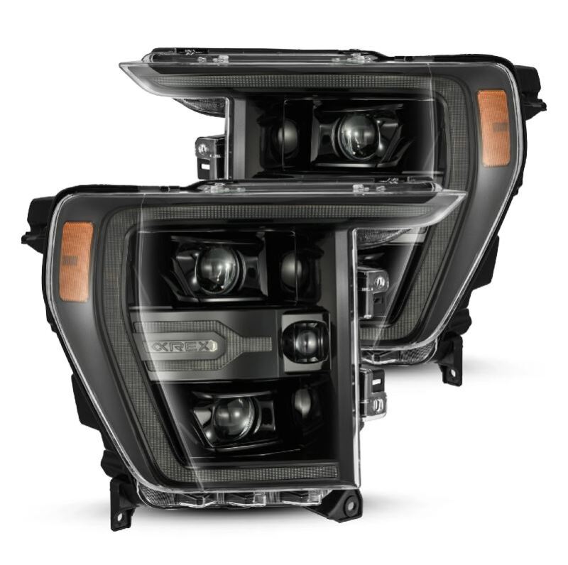 AlphaRex 21-22 Ford F150 Luxx-Series Projector Headlights Alpha-Black w/Activ Light/Seq Signal Headlights AlphaRex