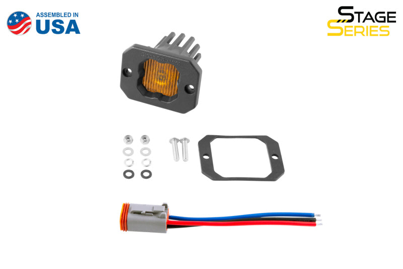 Diode Dynamics Stage Series C1 LED Pod - Yellow SAE Fog Flush ABL Each Light Accessories and Wiring Diode Dynamics