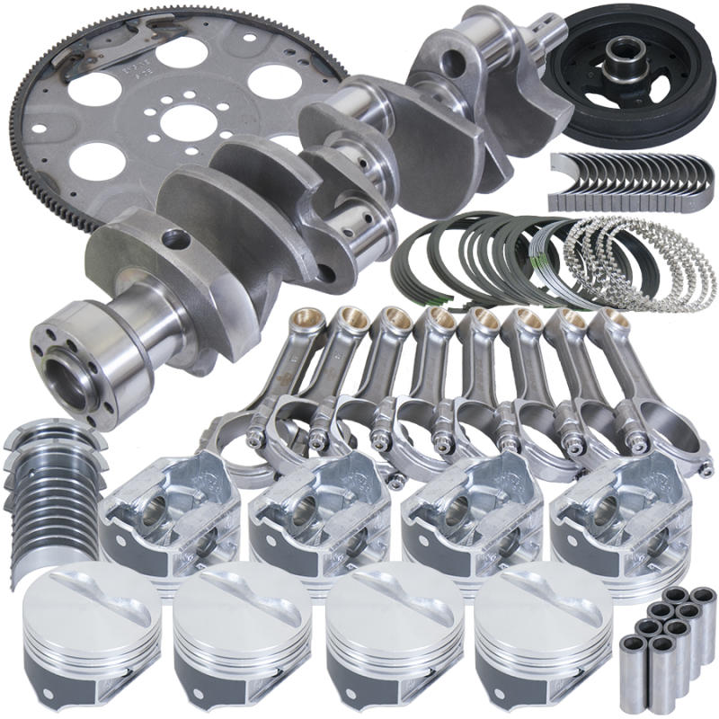 Eagle Chevy 350 1Pc 3.750in Crank 5.700in I-Beam Rods 4.000in Pistons 153 Tooth FP Balanced Assembly Rotating Assemblies Eagle