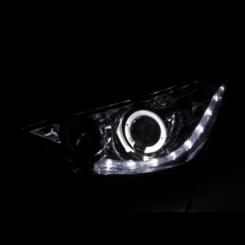 ANZO 2012-2013 Hyundai Accent Projector Headlights w/ Halo Black (CCFL) Headlights ANZO