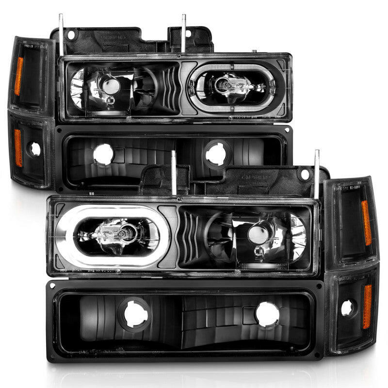 ANZO 88-98 Chevrolet C1500 Crystal Headlights Black Housing w/ Signal and Side Marker Lights Headlights ANZO