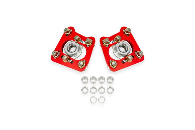 BMR 94-04 Ford Mustang Steel Caster Camber Plates - Red Shock Mounts & Camber Plates BMR Suspension