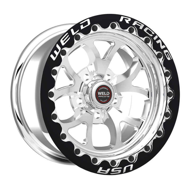 Weld S76 17X11 / 5X115mm BP / 6.2in BS (High Pad) - Black Center/Polish Wheel Single Beadlock MT Wheels - Forged Weld