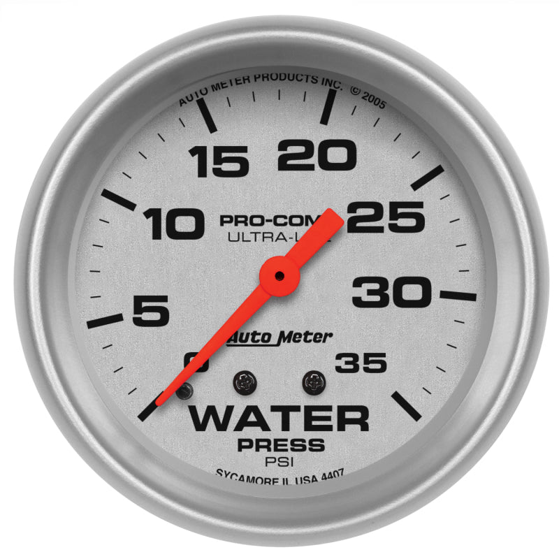 Autometer 66.7mm 35 PSI Mechanical Water Pressure Gauge Gauges AutoMeter