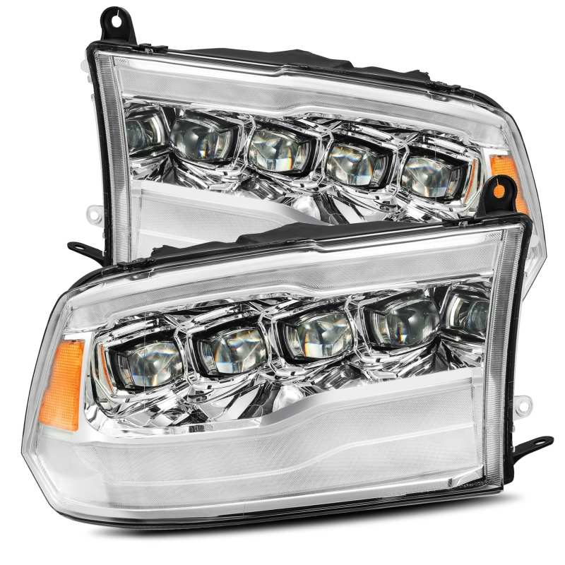 AlphaRex 09-18 Dodge Ram 1500HD NOVA LED Projector Headlights Plank Style Design Chrome w/DRL Headlights AlphaRex