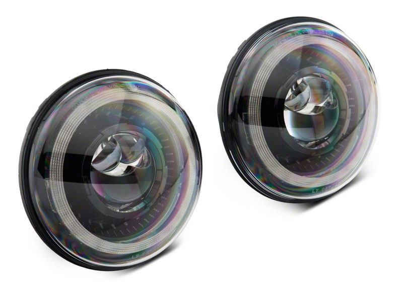 Raxiom 07-18 Jeep Wrangler JK Axial Series 7-In Dragon Eye LED Headlights- Blk Housing (Clear Lens) Headlights Raxiom