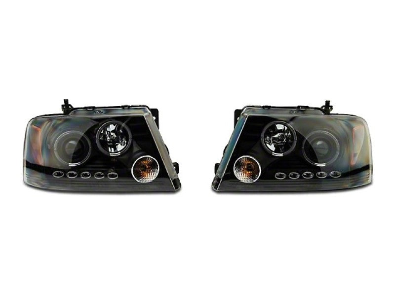 Raxiom 04-08 Ford F-150 Dual LED Halo Projector Headlights- Black Housing (Clear Lens) Headlights Raxiom