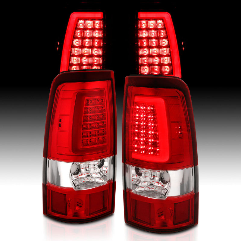 ANZO 2003-2006 Chevy Silverado 1500 LED Taillights Plank Style Chrome With Red/Clear Lens Tail Lights ANZO