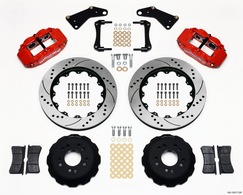 Wilwood Narrow Superlite 6R Front Hat Kit 14.00in Drill Red 65-82 Corvette C2/C3 Big Brake Kits Wilwood