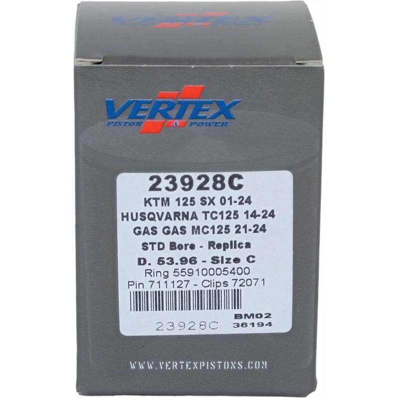 Vertex Piston 01-16 KTM 125 EXC 125cc Cast Replica Piston Kit Piston Sets - Powersports Vertex Pistons