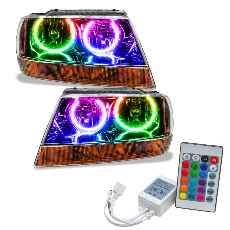 Oracle 99-04 Jeep Grand Cherokee SMD HL - Black - ColorSHIFT w/ Simple Controller Headlights ORACLE Lighting