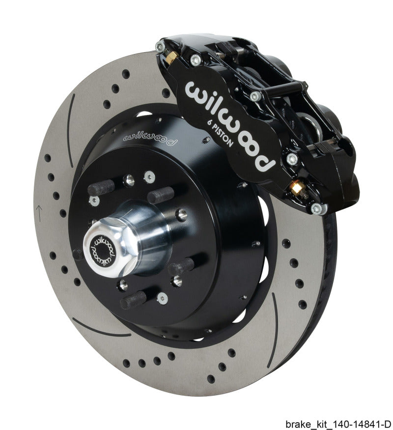Wilwood Narrow Superlite 6R Black Front Big Brake Kit Ford 14in Drilled/Slotted Rotor Big Brake Kits Wilwood