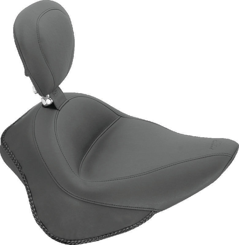 Mustang 11-13 Harley Blackline,12-17 Slim/Slim S Wide Touring Solo Seat w/Driver Backrest - Black Solo Motorcycle Seats Mustang Motorcycle