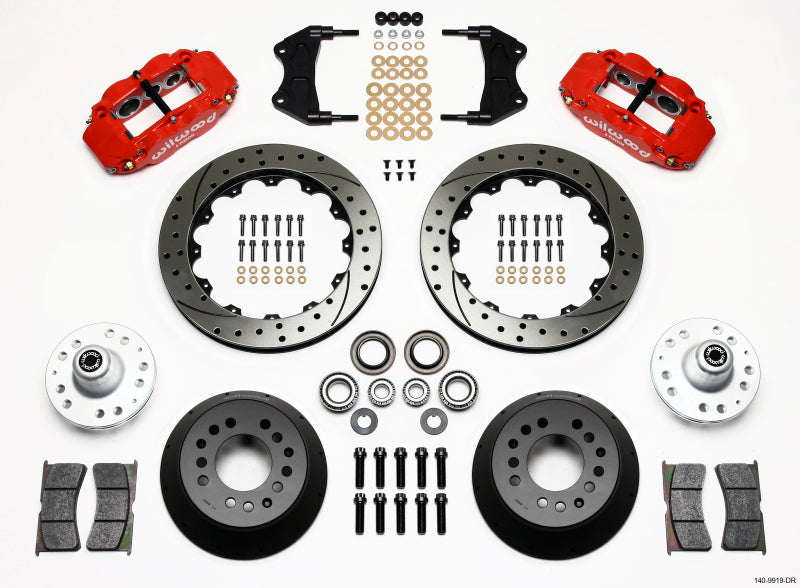 Wilwood Narrow Superlite 6R Front Hub Kit 12.88in Drill Red WWE ProSpindle Big Brake Kits Wilwood