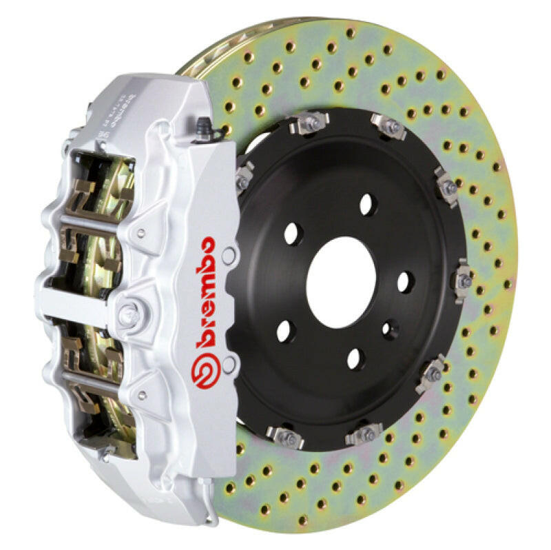 Brembo 15-18 M3 (CC Brake Equipped) Front GT BBK 6 Piston Cast 380x34 2pc Rotor Drilled-Silver Brake Kits - Performance Slot Brembo
