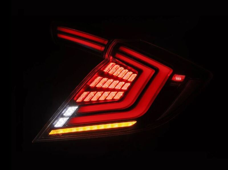 AlphaRex 16-21 Honda Civic Hatchback/ Type-R FK8 Nova-Series LED Tail Lights (Pair) - Alpha Black Tail Lights AlphaRex