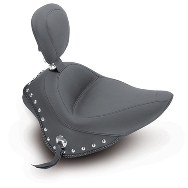 Mustang 11-13 Harley Blackline,12-17 Slim/Slim S Wide Touring Solo Seat w/DBR Studs - Black Solo Motorcycle Seats Mustang Motorcycle