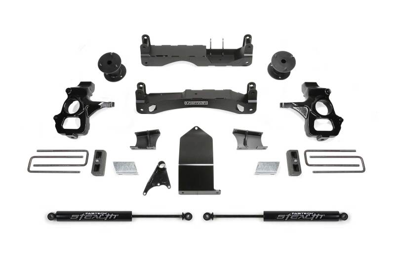 Fabtech 14-18 GM C/K1500 P/U w/oE Alm Or Stmp Stl UCA 4in Basic Sys w/Stealth Lift Kits Fabtech