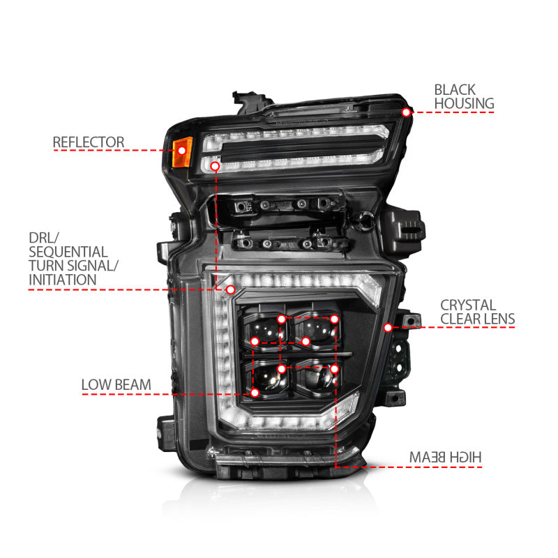 ANZO Z-Series 20-23 Chevy Silverado 2500/3500 Z-Series Full LED Proj Headlights Black - Pass. Side Headlights ANZO