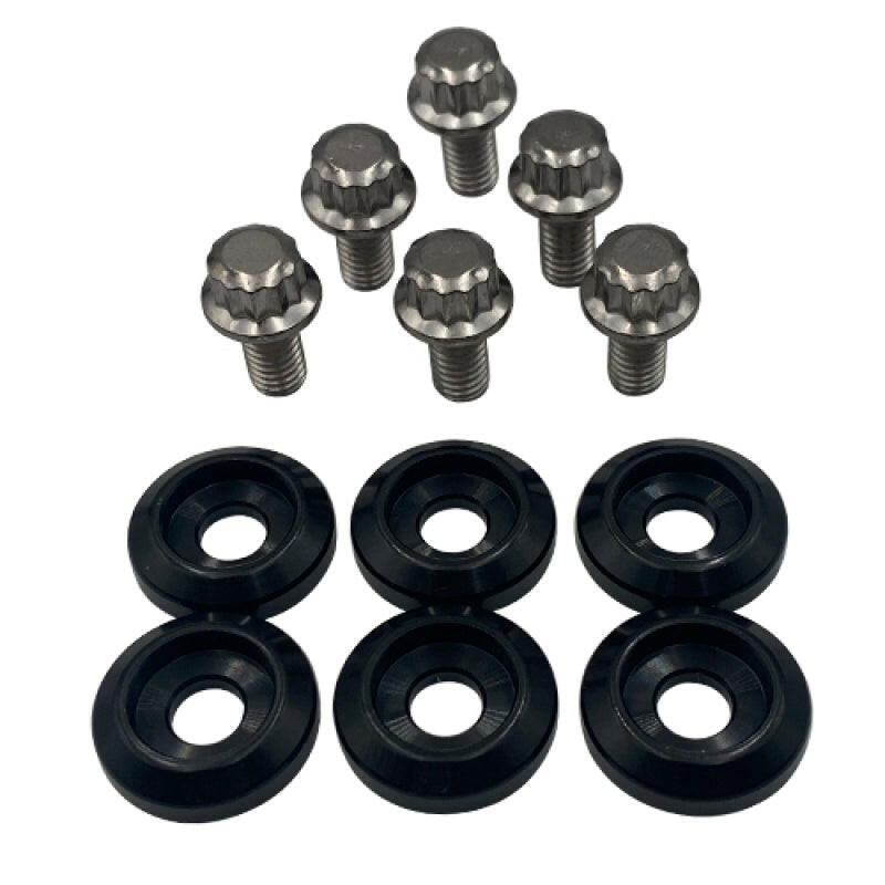 BLOX Racing New Fender Washers Kit M6 12pt - 6pc Large Diameter Black Hardware Kits - Other BLOX Racing