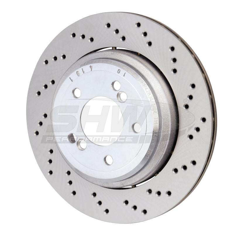 SHW 06-08 BMW Z4 3.2L Right Rear Cross-Drilled Lightweight Brake Rotor (34212282304) Brake Rotors - Drilled SHW Performance