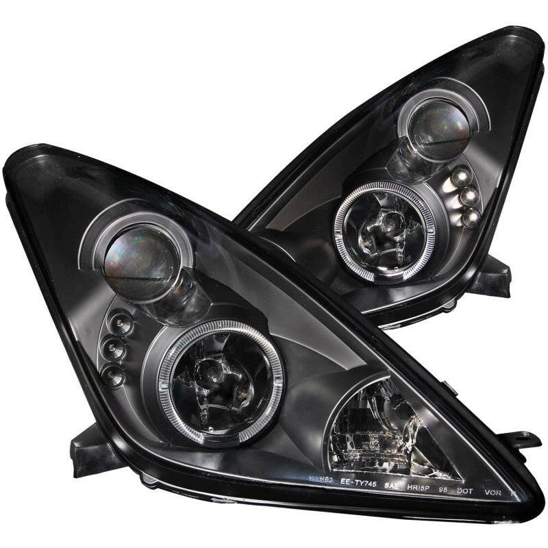 ANZO 2000-2005 Toyota Celica Projector Headlights w/ Halo Black Headlights ANZO