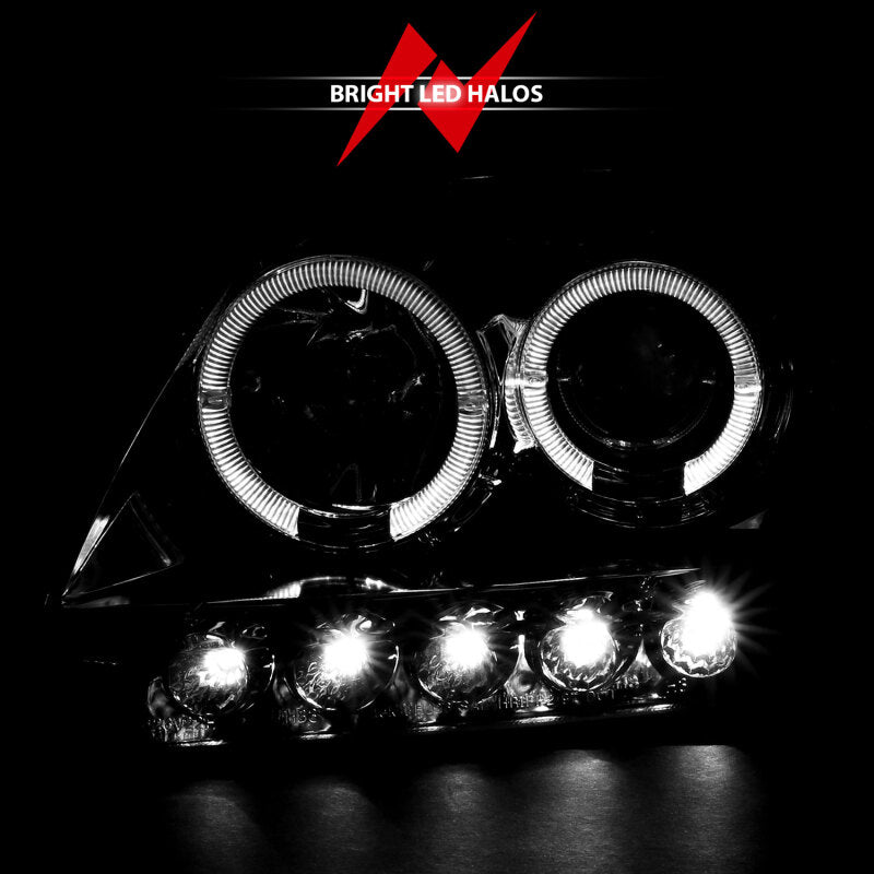 ANZO 1997.5-2003 Ford F-150 Projector Headlights w/ Halo and LED Chrome 1pc Headlights ANZO