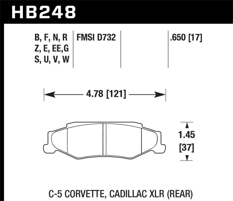 Hawk 03-04 Chevrolet Corvette 5.7L 50th Anniversary Edition Rear ER-1 Brake Pads Brake Pads - Racing Hawk Performance