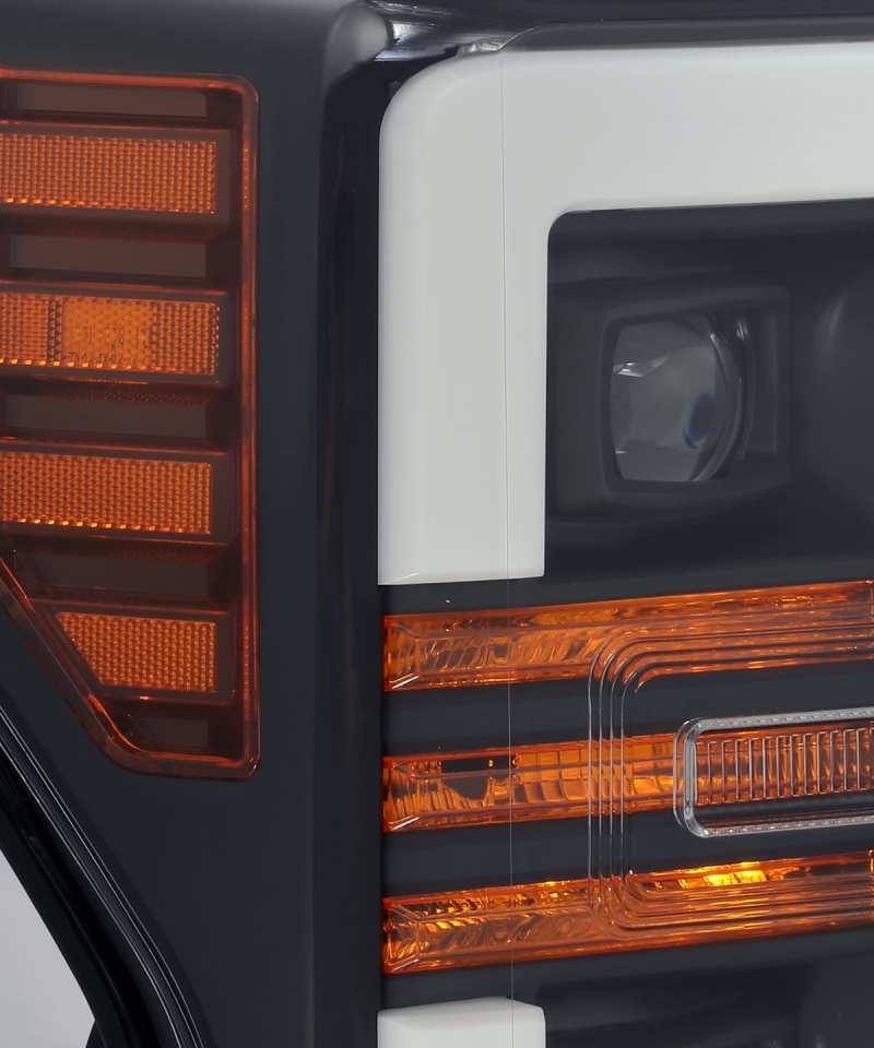 AlphaRex 17-19 Ford F-250 SD PRO-Series Proj Headlight Plnk Style Matte Blk w/Activ Light/Seq Signal Headlights AlphaRex