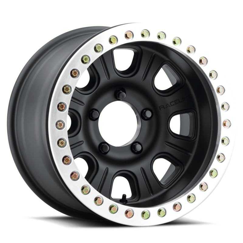 Raceline RT231 Monster 17x9.5in/5x139.7 BP/-32mm Offset/107.95mm Bore BLK & MACH Ring Beadlock Wheel Wheels - Cast Raceline